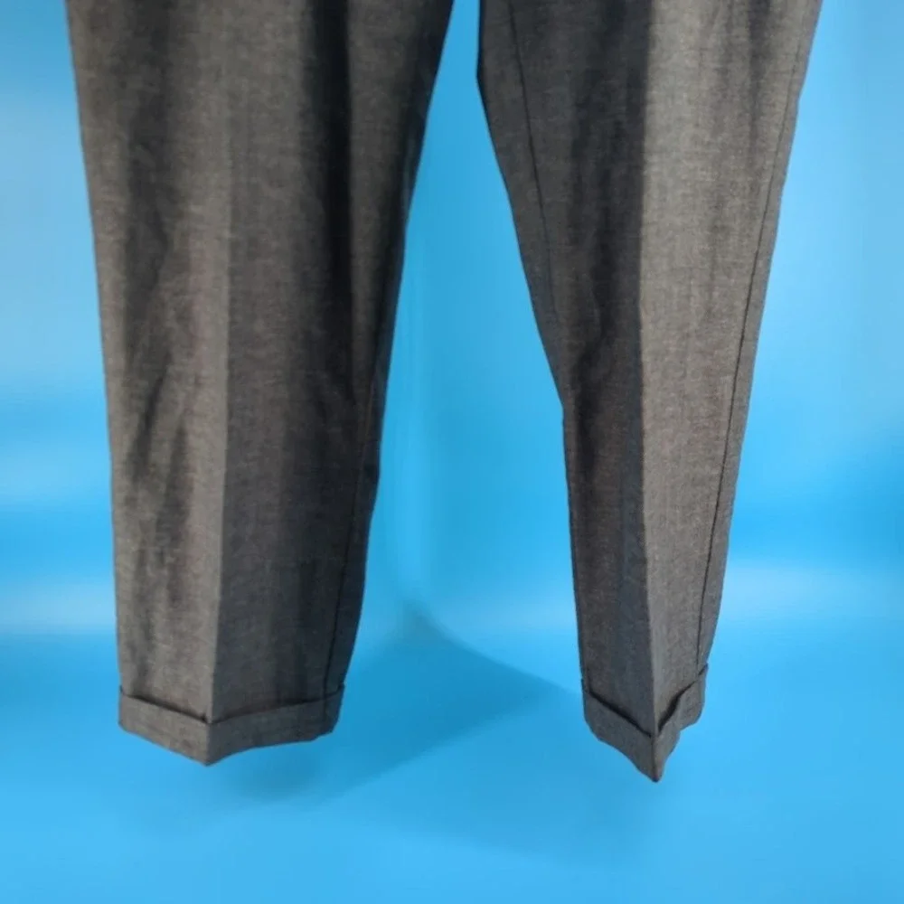 VTG Polo Ralph Lauren Gray Herringbone Pleated Cotton Wool Trousers Mens 38x34